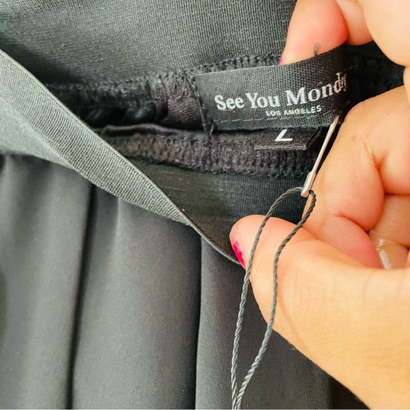 See You Monday preppy mini Black Women's Skirt M pleated chiffon lined academia - Picture 5 of 7